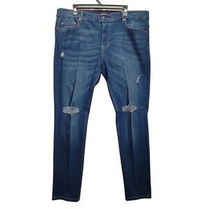 Refuel Mens  Blue Denim Distressed Skinny Jeans Pants